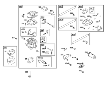 Carburetor And Fuel Supply Group Diagram and Parts List for 356447-0665-G1 200000 - 399999 Briggs and Stratton Engine